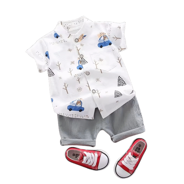 pattern short sleeved shorts set